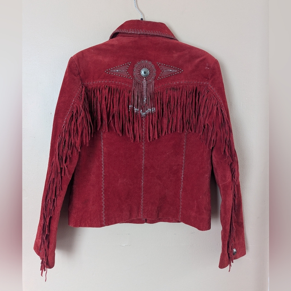 Scully Red Suede Fringe Leather Jacket (SIZE LARGE) - Picture 7 of 16
